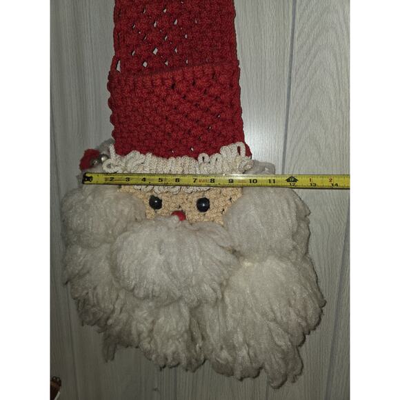 VTG Macrame Santa Claus Face Wall/Door Hanging Christmas Décor 36" Pocket Cards. - Picture 6 of 7